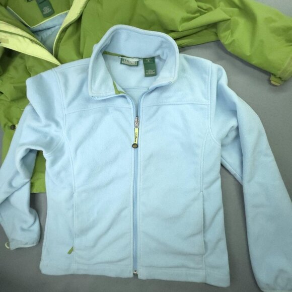 LL Bean Jacket Womens M Green Blue Zip Out Fleece Coat Liner Hooded Outdoors - Picture 6 of 16